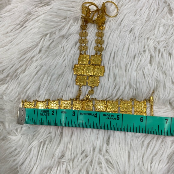 Vintage Gold Plated Sterling Silver Belly Dance Bracelet Rings Jewelry Cuff - Picture 12 of 12